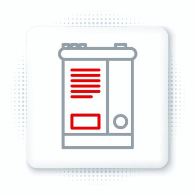 Çizgi Araba bataryası simgesi beyaz arka planda izole edildi. Akümülatör bataryası enerji ve elektrik akümülatörü bataryası. Renkli taslak konsepti. Vektör.