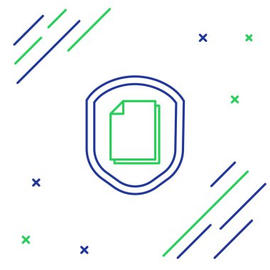 Beyaz arkaplanda çizgi koruma konsepti simgesi izole edildi. Gizli bilgi ve gizlilik fikri, güvenlik, koruma, kalkan. Renkli taslak konsepti. Vektör.