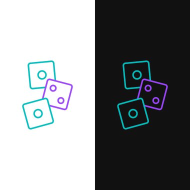 Çizgi Oyunu zar simgesi beyaz ve siyah arkaplanda izole edildi. Kumarhane kumarı. Renkli taslak konsepti. Vektör.