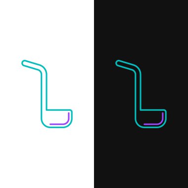 Line Kitchen kepçe simgesi beyaz ve siyah arkaplanda izole edildi. Mutfak aletleri. Çatal kaşık tabelası. Renkli taslak konsepti. Vektör.