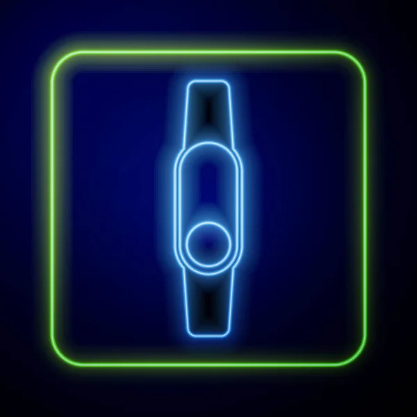 Leuchtendes Neonfarbenes Smartwatch Symbol Auf Blauem Hintergrund Fitness App Konzept — Stockvektor