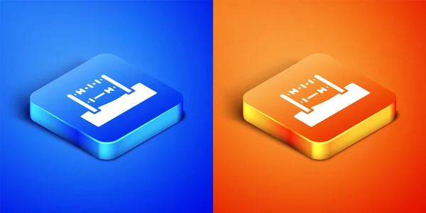 Isometrisk Abacus Ikon Isolerad Blå Och Orange Bakgrund Traditionell Räkningsram — Stock vektor