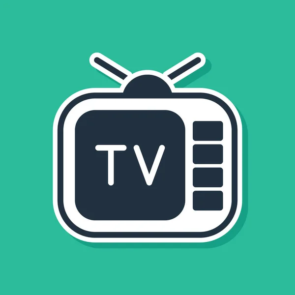 Icono Retro Azul Aislado Sobre Fondo Verde Señal Televisión Vector — Vector de stock