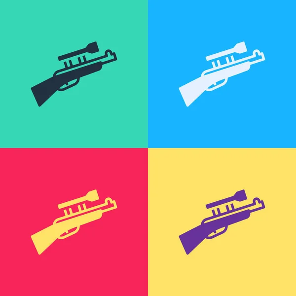 Pop Art Sniper Rifle Com Ícone Escopo Isolado Fundo Cor — Vetor de Stock