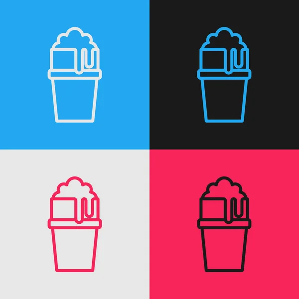 Pop Art Line Icono Vaso Cerveza Aislado Sobre Fondo Color — Vector de stock