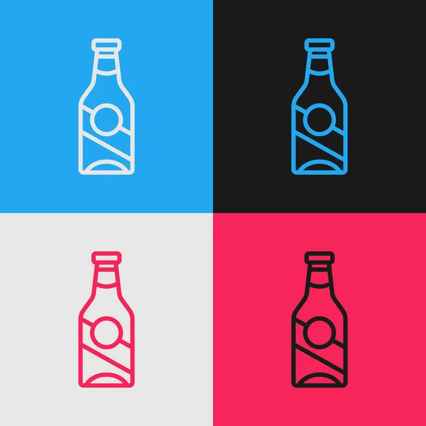Pop Konst Linje Flaska Ikon Isolerad Färg Bakgrund Vektor — Stock vektor