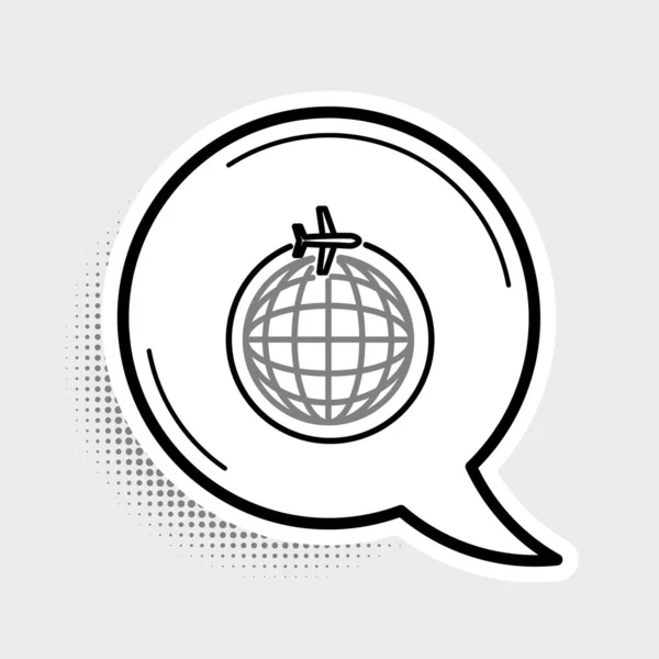 Line Globe Repülő Repülő Ikon Elszigetelt Szürke Alapon Repülőgép Repül — Stock Vector