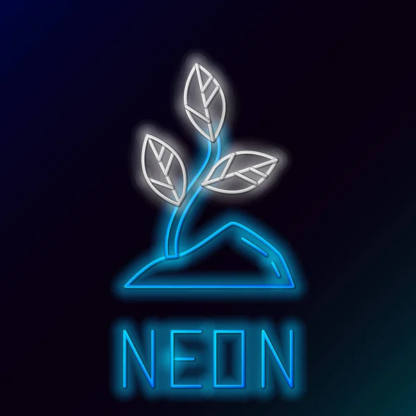 Gloeiende Neon Lijn Sprout Icoon Geïsoleerd Zwarte Achtergrond Zaad Zaailing — Stockvector
