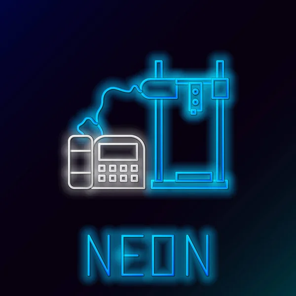 Világító Neon Vonal Nyomtató Ikon Elszigetelt Fekete Alapon Színes Vázlat — Stock Vector