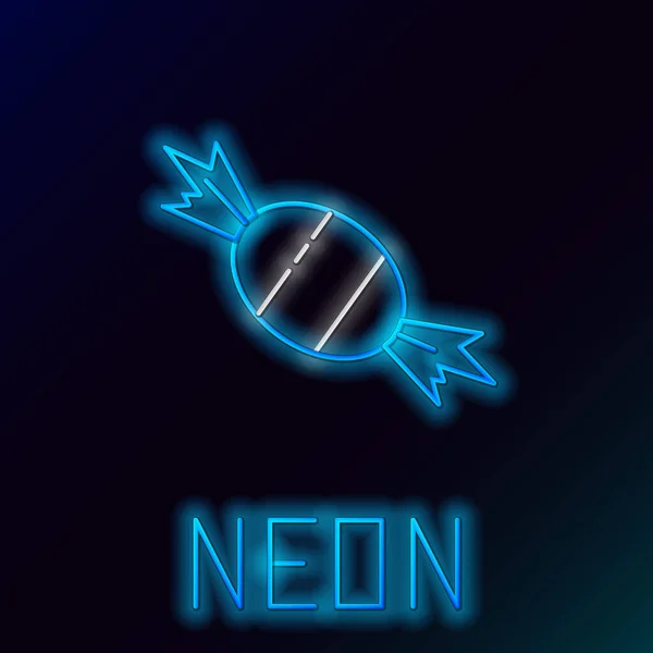 Zářící Neonová Čára Ikona Candy Izolovaná Černém Pozadí Barevný Koncept — Stockový vektor