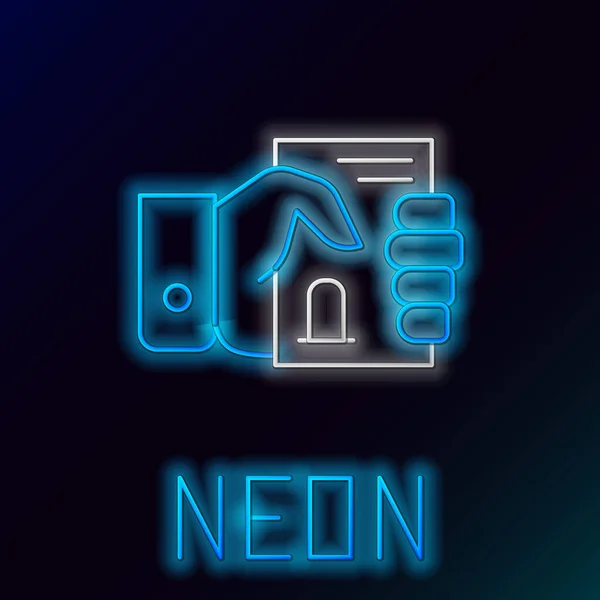 Žhnoucí Neonová Čára Úmrtní List Ruce Ikona Izolované Černém Pozadí — Stockový vektor