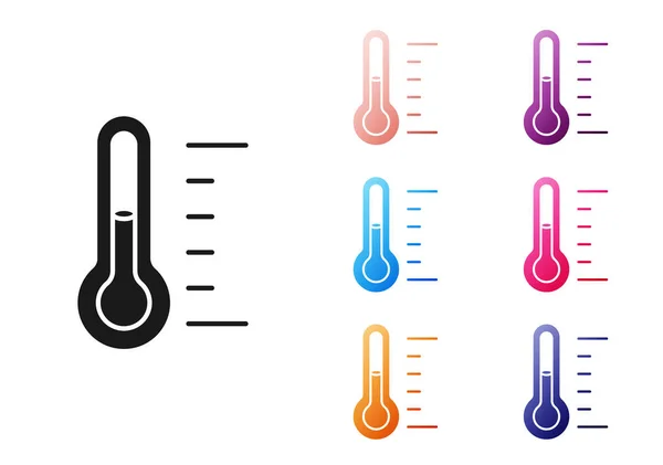 Icône Thermomètre Sauna Noir Isolé Sur Fond Blanc Équipement Sauna — Image vectorielle