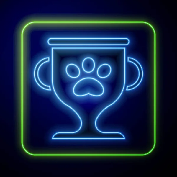 Ícone Símbolo Neon Pet Brilhante Isolado Fundo Azul Medalha Com —  Vetores de Stock