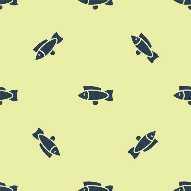 Mavi Balık simgesi sarı arkaplandaki kusursuz deseni izole etti. Vektör.