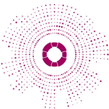 Mor Lifebuoy simgesi beyaz arkaplanda izole edildi. Can simidi sembolü. Soyut çember rastgele noktalar. Vektör.