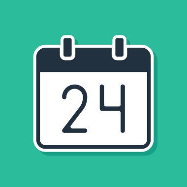 Mavi Takvim simgesi yeşil arkaplanda izole edildi. Olay hatırlatma sembolü. Vektör.