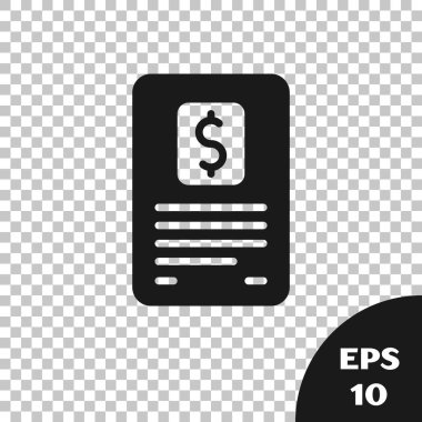 Black Business finans raporu simgesi şeffaf arkaplanda izole edildi. Denetim ve analiz, belge, plan sembolü. Vektör.