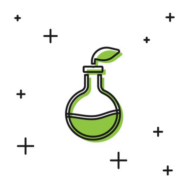 Siyah Bitki üreme ikonu beyaz arka planda izole edildi. Test tüplerinde büyüyen bitkiler. Organik gıda, tarım ve hidrofonik. Vektör.