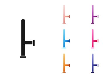 Siyah Polis kauçuk çubuk simgesi beyaz arkaplanda izole edildi. Kauçuk copu. Polis yarasası. Polis ekipmanları. Simgeleri renklendirin. Vektör.