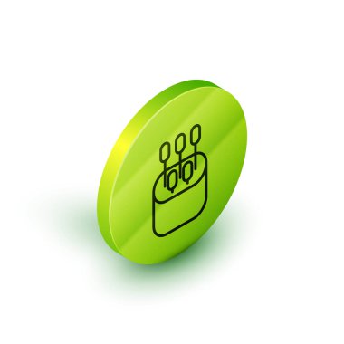 Beyaz arka planda izole edilmiş kulak simgesi için pamuk çubuğu. Yeşil daire düğmesi. Vektör İllüstrasyonu.