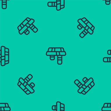 Mavi çizgi eşarp simgesi yeşil arka planda izole edilmiş pürüzsüz desen. Vektör.