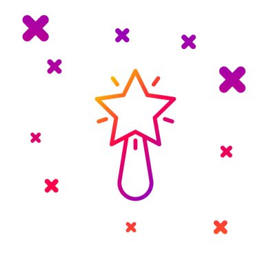 Beyaz arka planda izole edilmiş renkli Noel yıldızı simgesi. Mutlu Noeller ve mutlu yıllar. Kademeli rastgele dinamik şekiller. Vektör.