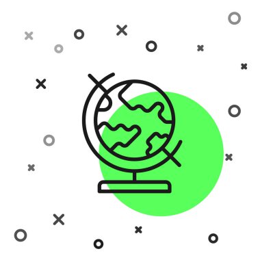 Siyah çizgi Dünya ikonu beyaz arka planda izole edilmiş. Vektör.