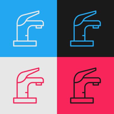 Pop Art Line Su musluğu simgesi renk arkaplanında izole edildi. Vektör.