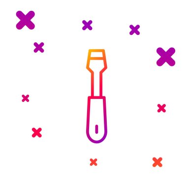 Beyaz arkaplanda renk çizgisi tornavida simgesi izole edildi. Servis aracı sembolü. Kademeli rastgele dinamik şekiller. Vektör.