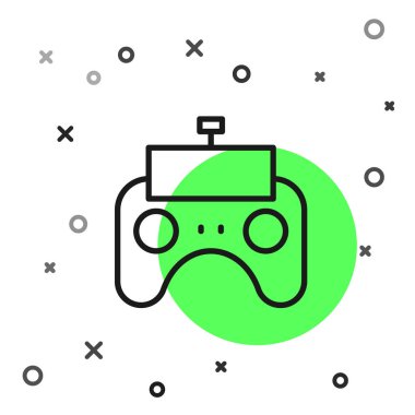 Siyah çizgi uzaktan kontrol simgesi beyaz arkaplanda izole edildi. Vektör.