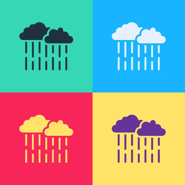 Pop Art Nube Con Icono Lluvia Aislado Fondo Color Precipitación — Vector de stock