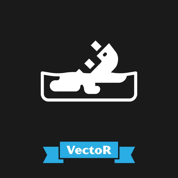 White Wrecked Olietanker Schip Pictogram Geïsoleerd Zwarte Achtergrond Ongeluk Met — Stockvector