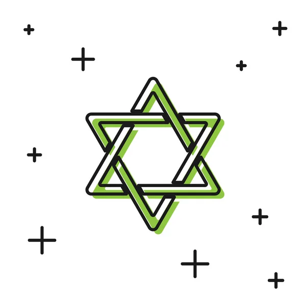 Black Star David Ikonen Isolerad Vit Bakgrund Judisk Religionssymbol Israels — Stock vektor