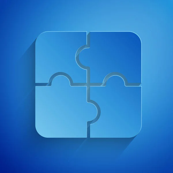 Paper Cut Piece Puzzle Icon Isolated Blue Background Business Marketing — Stock Vector