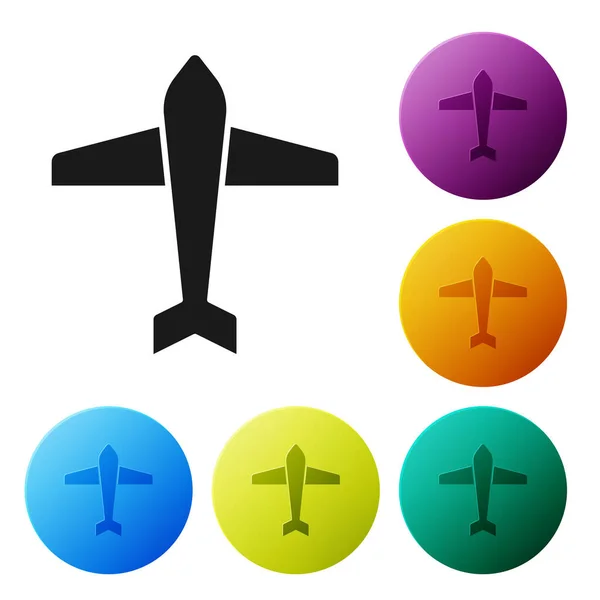 Icono Combate Black Jet Aislado Sobre Fondo Blanco Aviones Militares — Vector de stock