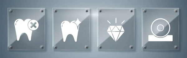 Set Reflector Cabeza Otorrinolaringológica Dientes Diamante Concepto Blanqueamiento Dental Diente — Vector de stock