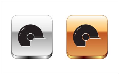 Siyah Beyzbol başlığı simgesi beyaz arkaplanda izole edildi. Gümüş ve altın kare düğmeler. Vektör.