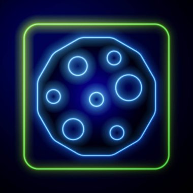 Parlayan neon kurabiyeler ya da mavi arka planda izole edilmiş çikolata ikonlu bisküviler. Vektör.