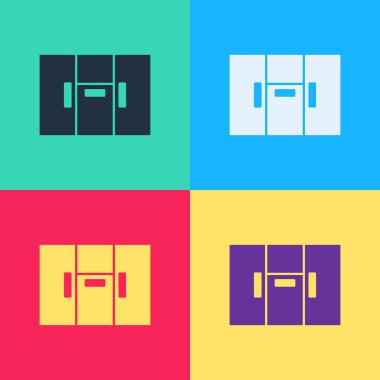 Pop Art Gardırop simgesi renk arkaplanında izole edildi. Vektör.