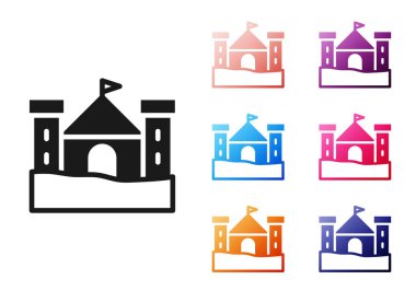 Siyah Kum Kalesi simgesi beyaz arkaplanda izole edilmiş. Simgeleri renklendirin. Vektör.