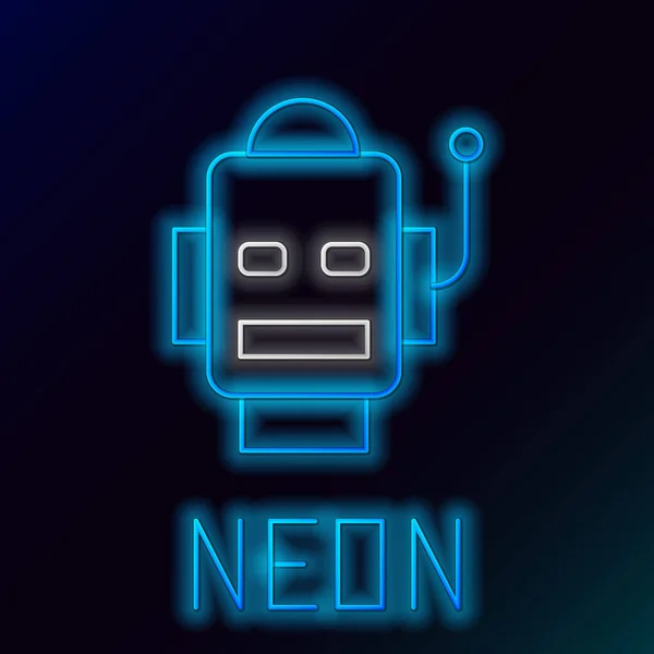 Glowing Neon Line Robot Ikon Terisolasi Pada Latar Belakang Hitam - Stok Vektor