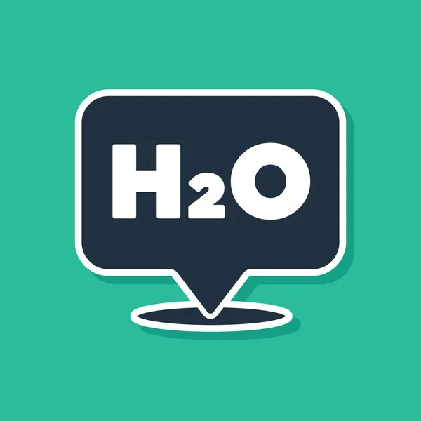 水の青色化学式は 緑色の背景に単離されたH2O形のアイコンをドロップします ベクトル — ストックベクタ