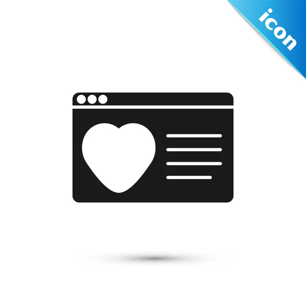Grey Dating App Online Laptop Koncepcja Ikona Izolowane Białym Tle — Wektor stockowy