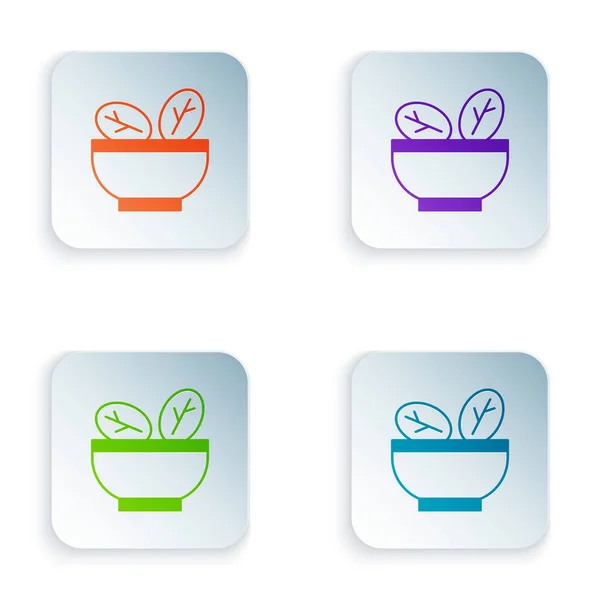Farbe Salat Schüssel Symbol Isoliert Auf Weißem Hintergrund Frischer Gemüsesalat — Stockvektor