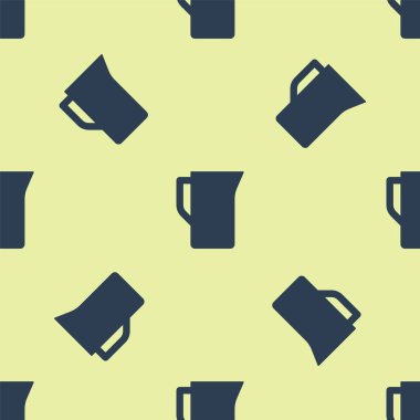 Mavi Süt sürahisi veya sürahi ikonu sarı arka planda izole edilmiş pürüzsüz desen. Vektör.