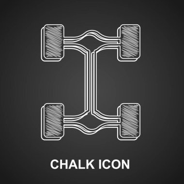 Chalk Chassis araba simgesi siyah arkaplanda izole edildi. Vektör.