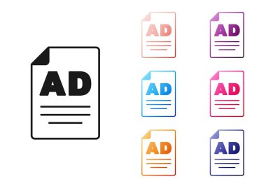 Beyaz arkaplanda siyah reklam simgesi izole edildi. Pazarlama ve tanıtım süreci kavramı. İlgili reklamlar. Sosyal medya reklamcılığı. Simgeleri renklendirin. Vektör.