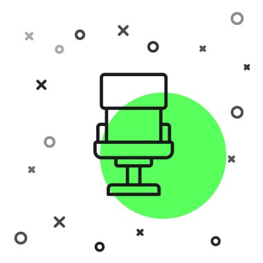 Beyaz arka planda siyah çizgi ofis koltuğu simgesi izole edildi. Koltuk işareti. Vektör.