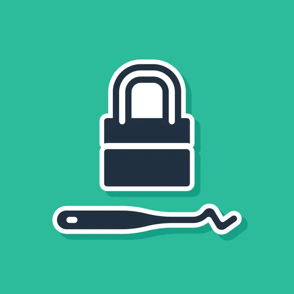 Blue Lockpicks Lock Picks Lock Picking Icon Isolated Green Background — Stock Vector
