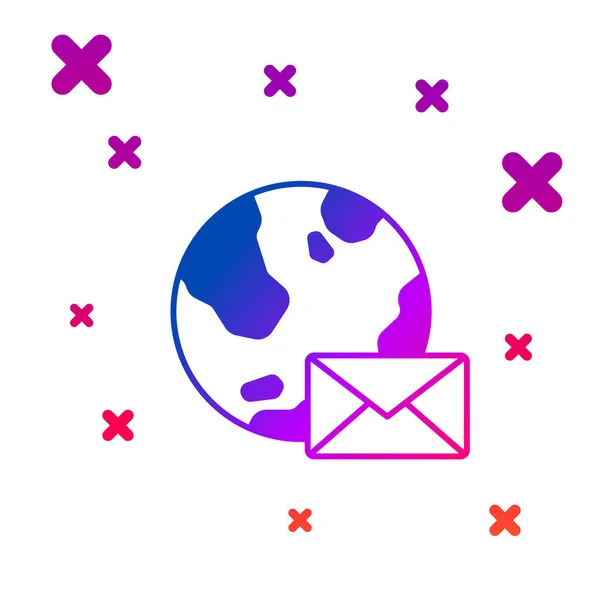 Farbe Erde Globus Mit Mail Und Mail Symbol Isoliert Auf — Stockvektor